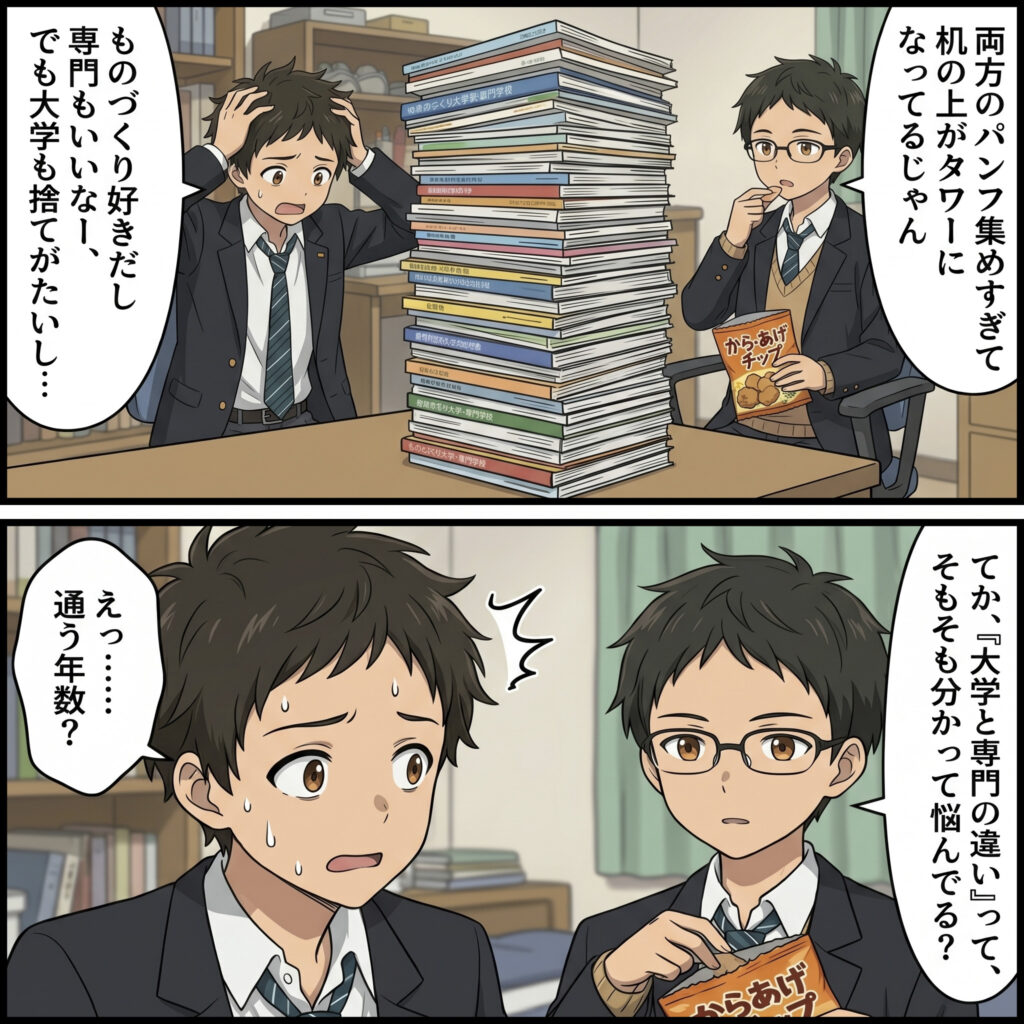 松本情報工科専門学校_専門学校と大学の違いと進路選びのポイン_紹介2コマ漫画1