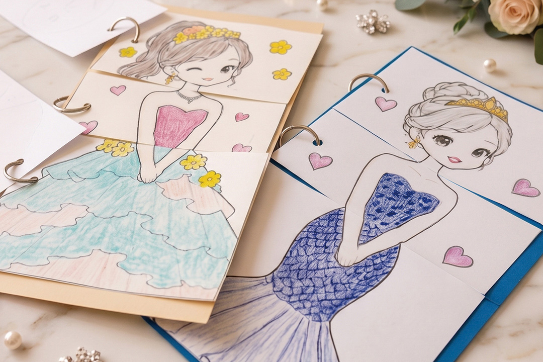 パラパラで着せ替えができるドレスのイラスト作品の画像