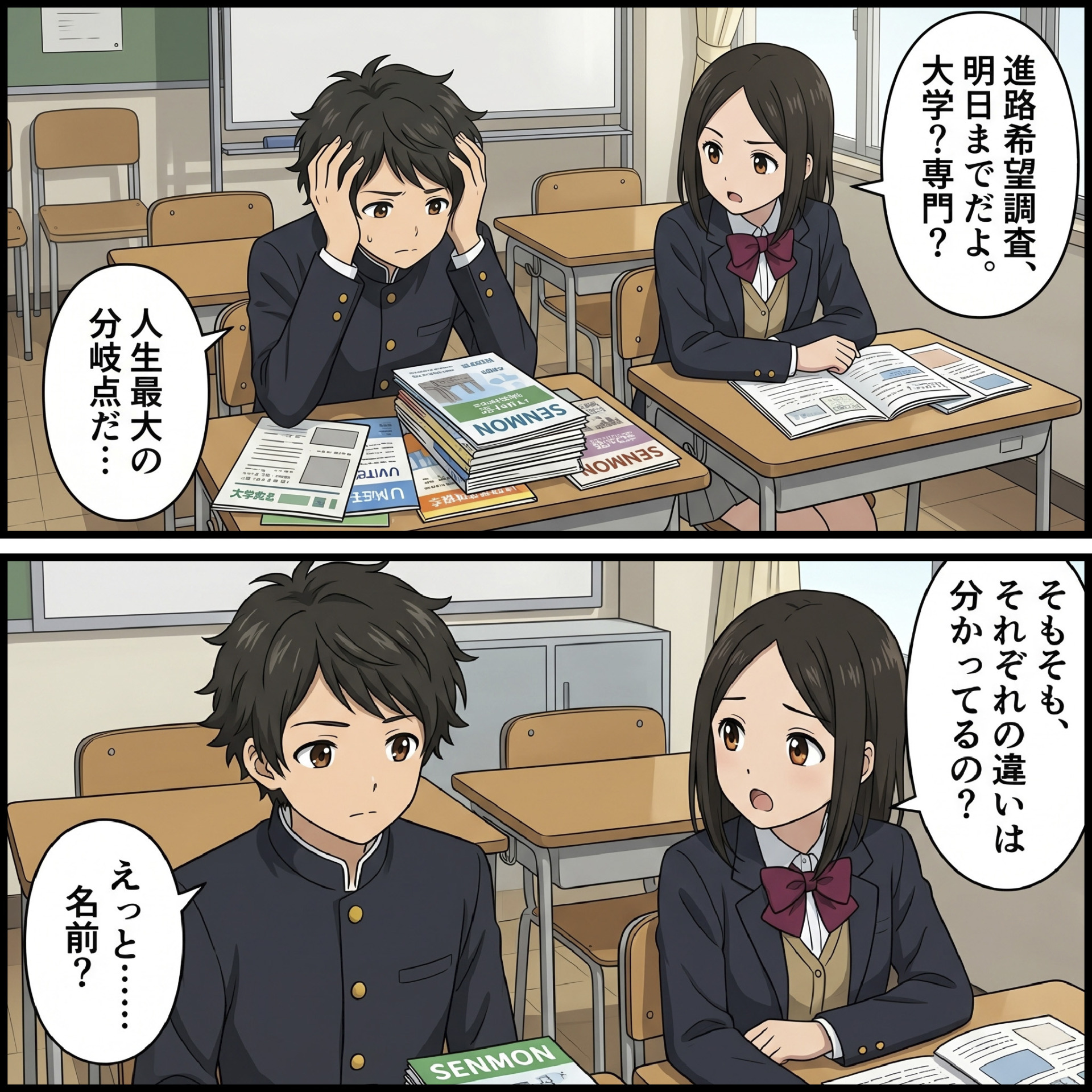 専門学校未来ビジネスカレッジ_将来の仕事を見据えた進路選びのポイント_紹介2コマ漫画1