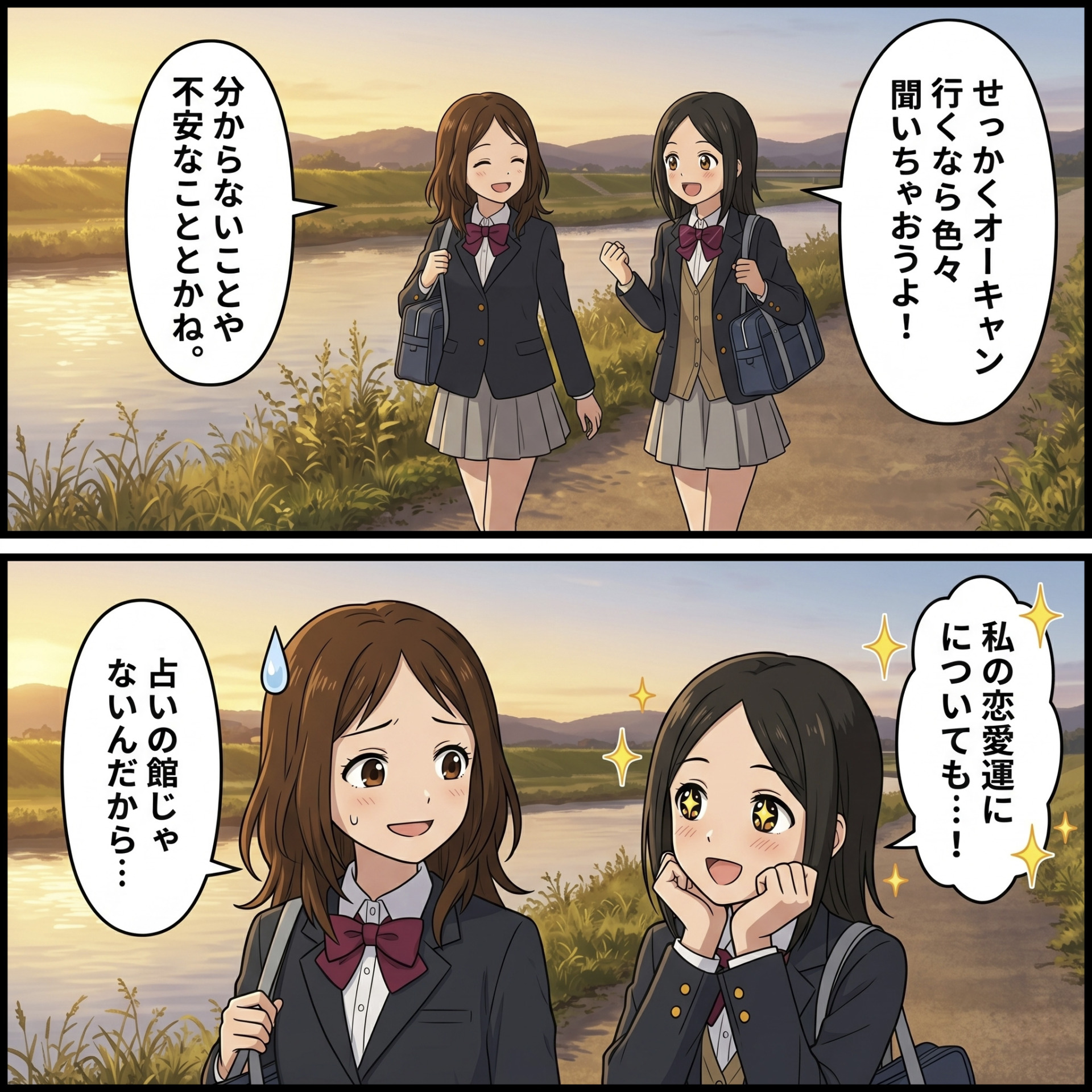 未来ビジネスカレッジコラム_オープンキャンパスで見るべきポイント_談笑しながら話し合う高校生たち